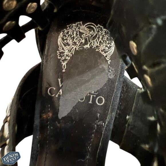 Vince Camuto Black VC-Fancle Caged Studded Strappy Heels 6.5M Leather Upper - Picture 10 of 13